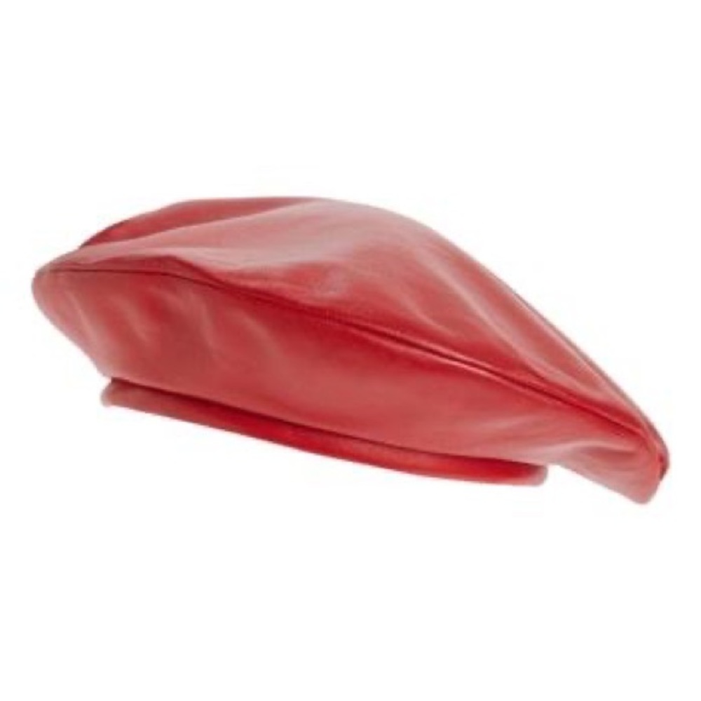 Gucci Red Leather Beret with Bag and Authentication Card